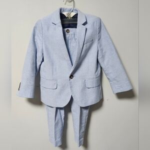 H&M Chambray Blue Cotton Boys' 4T Two-Piece Suit Jacket  and Pants Easter Church